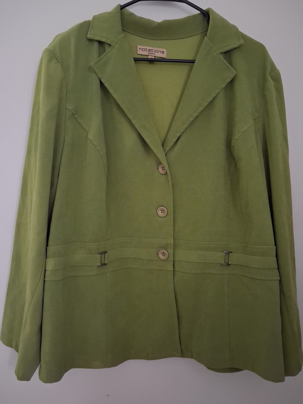 Notations Olive Green Three-Button Blazer